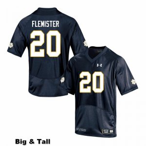 Notre Dame Fighting Irish Men's C'Bo Flemister #20 Navy Under Armour Authentic Stitched Big & Tall College NCAA Football Jersey QLH2499CH